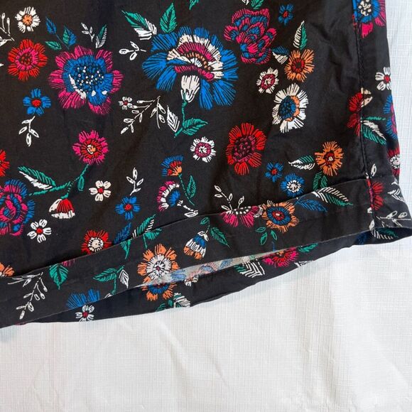 Yessica The Short Black Floral Print 100% Cotton Casual Shorts Size 10 - Picture 6 of 8